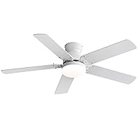 Sofucor 42 Inch Ceiling Fan With Lights, Remote Control, LED Light, 5 Dual Finish Plywood Blades, Reversible DC Motor, Tri Mounting Modern Farmhouse Ceiling Fan For Home Office Patio etc (white)