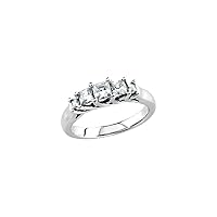 Solid Platinum 3/4 Cttw Diamond Wedding Band Anniversary Ring (.75 Cttw) - Size 7