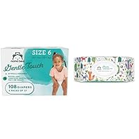 Amazon Brand - Mama Bear Gentle Touch Diapers, Hypoallergenic, Size 6, 108 Count (4 Packs of 27) & Gentle Fragrance-Free Baby Wipes, Hypoallergenic 100 Count (Pack of 8), Shipped Separately