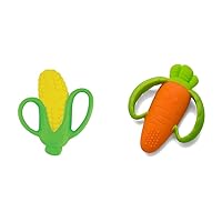 Infantino Lil' Nibbles Silicone Teethers - Corn and Orange Carrot Textures for Sensory Play and Teething Relief, 0+ Months