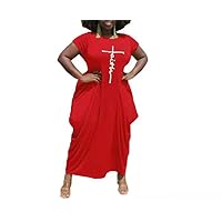 Women’s Faith Oversize Dress Baggy Causal Loose T-Shirt Dress Tunic Dress with Pockets