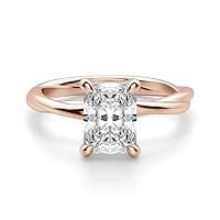 18K Solid Rose Gold Handmade Engagement Ring 1.00 CT Radiant Cut Moissanite Diamond Solitaire Wedding/Bridal Ring for Woman/Her Promise Ring