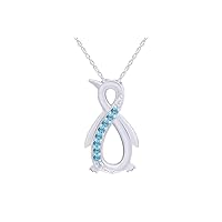 AFFY Penguin Infinity Pendant Necklace in 14K White Gold Over Sterling Silver