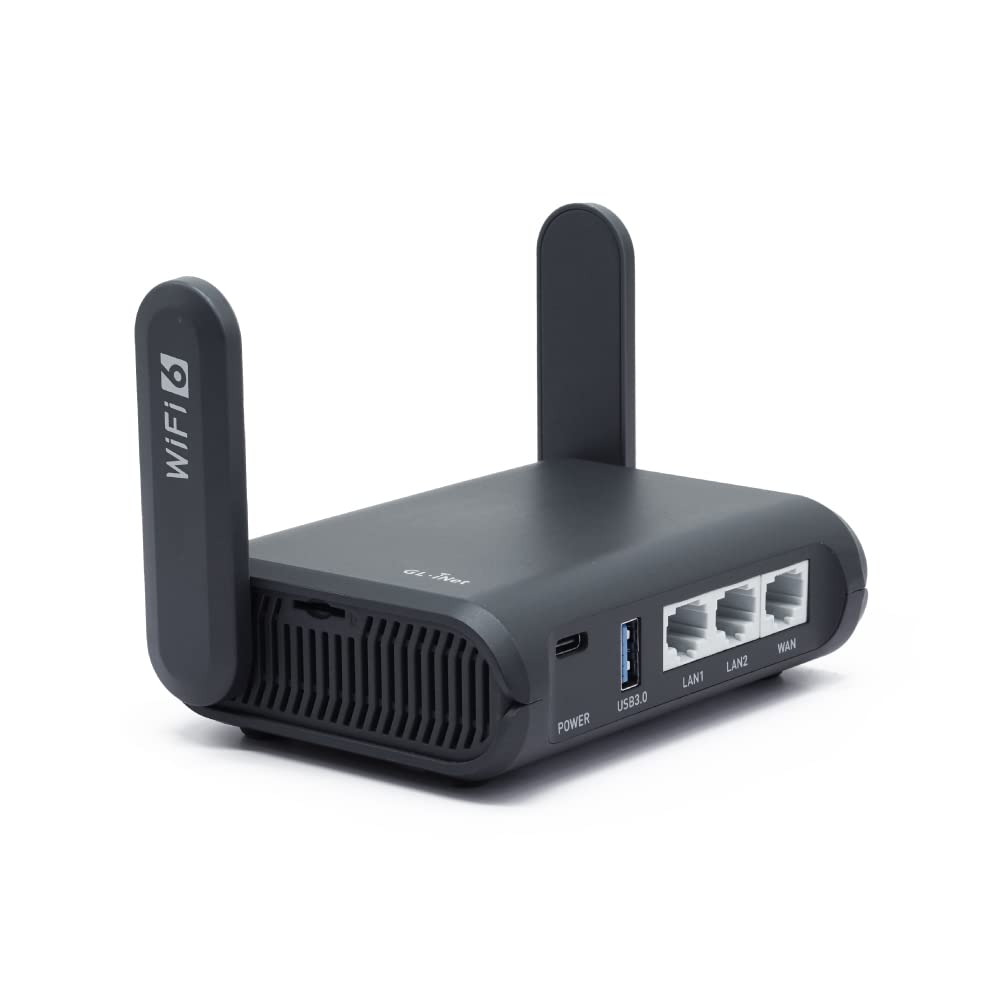 GL.iNet GL-AXT1800 (Slate AX) Pocket-Sized Wi-Fi 6 Gigabit Travel Router, Extender/Repeater for Hotel&Public Network, VPN Client&Server, OpenWrt, Adguard Home, USB 3.0, Network Storage, TF Card Slot