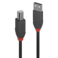 LINDY 5m USB 2.0 Printer Cable, USB-A to USB-B Cable,Scanner and Printer Cable for HP, Canon, Dell, Epson, Brother, Electric Piano, Anthra line