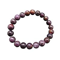 Natural Ruby 10mm rondelle smooth 7inch Semi-Precious Gemstones Beaded Bracelets for Men Women Healing Crystal Stretch Beaded Bracelet Unisex