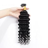 Deep Curly Nano Ring Human Hair Extension Pre Bonded Deep Wave Micro Beads Brazilian Remy Nano Rings I Tip Hair Microlinks Bundles 100g 100strands (14inch 100strands, 2(Darkest Brown))