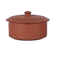 Village Decor handmade earthen clay natural yogurt maker/clay curd pot with lid (1000 ML / 34 OZ - 1 QTY)