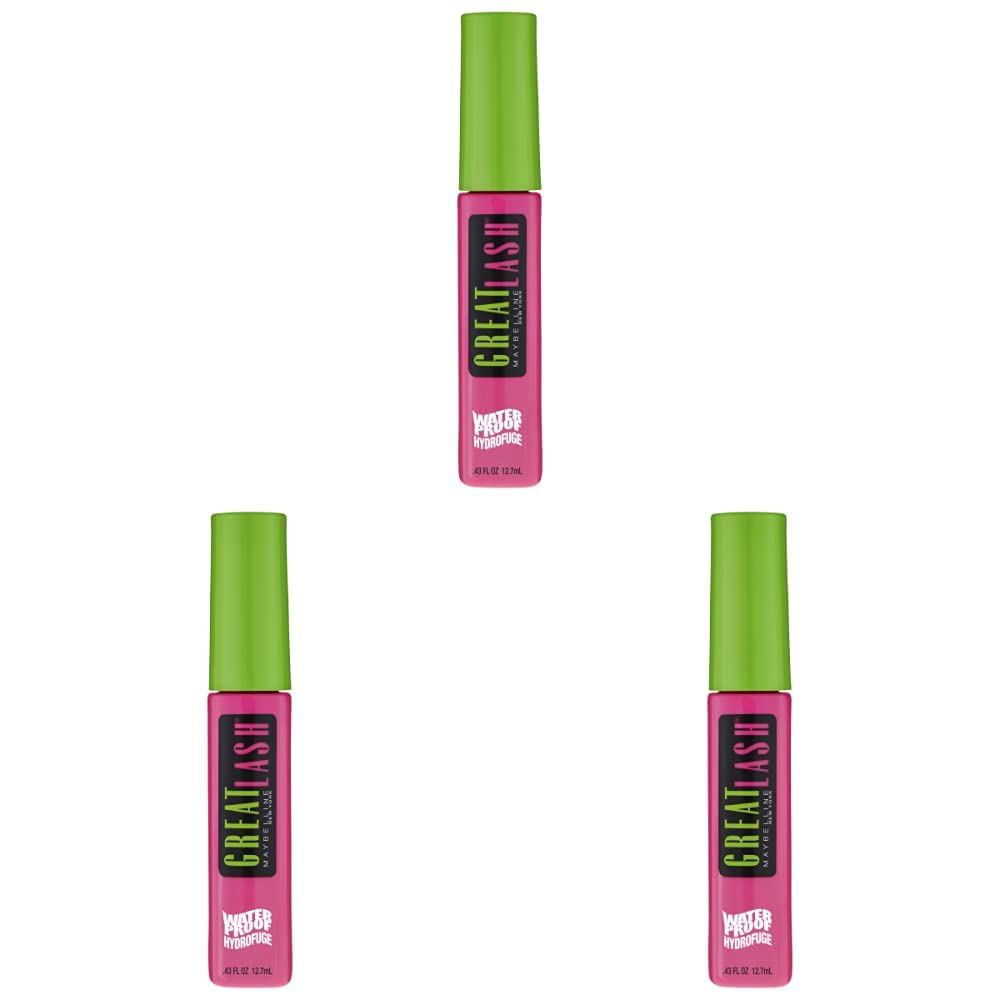 Maybelline Great Lash Waterproof Mascara, Very Black, 1 Tube (Pack of 3)