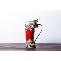 Ceramic Mug, Tea Mug,Handbuilding, Ceramics and pottery, Ceramic cup, Tea cup, Coffee cup, Coffee mug, Handmade mug, Unique mug, Red mug