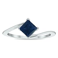 Women's Solitaire Sapphire Wave Ring in 10K White Gold