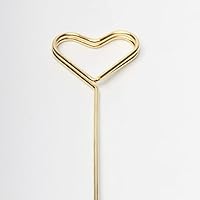 BBJ WRAPS Gilding Metal Card Holder Stick for Flower Bouquets Floral Arrangements Memo Photo Picture Note Clamp Flower Stem Clip for Wedding Baby Shower Party Favor, 13.6 Inch - 10 Pcs (Heart)