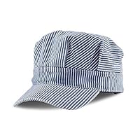 Classic Train Engineer Conductor's Adjustable Cap - Child to Adult (Adult (57CM)) - Blue Stripe