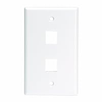 Leviton 41080-2WL QuickPort Wallplate For Large Connectors, Single Gang, 2-Port, White