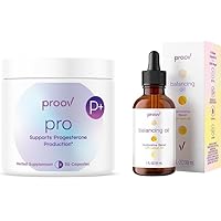 Proov Balance Bundle | Natural Fertility Supplement (Pro) + Balancing Oil with Progesterone (2500 mg bio-Identical USP) for face and Body, MCT Oil and Vitamin E Oil (and Lemon Oil)