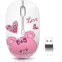 Wireless Mouse with Nano Receiver for PC, Laptop, Notebook, Computer, MacBook, Less Noise, Portable Mobile Optical Mice(Bear).