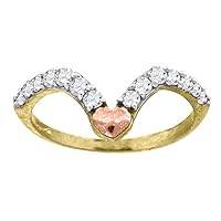 10k Tri color Gold Womens CZ Cubic Zirconia Simulated Diamond Curved Love Heart Ring Band Jewelry for Women