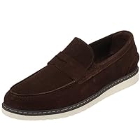 Men's Brown Handmade Big Size Genuine Suede Loafer Shoes Classic Slip on Casual Shoes