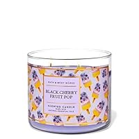 Bath & Body Works, White Barn 3-Wick Candle w/Essential Oils - 14.5 oz - 2021 Summer Collection! (Black Cherry Fruit Pop)