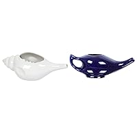 Leak Proof Durable Ceramic White 300 ML and Blue 230 ML Neti Pot Non-Metallic and Comfortable Grip Microwave and Dishwasher Friendly Natural Treatment for Sinus
