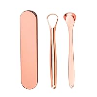 Tongue Scraper Cleaner Stainless Steel Tongue Brush Set Dental Oral Cleaning Tool with Case 3PCS, Tongue Scraper