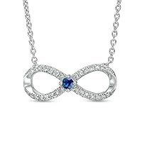 0.16 CT Round Cut Created Blue Sapphire & Diamond Infinity Pendant Necklace 14k White Gold Over