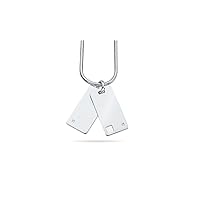 Gifts for Him - 0.01-0.02 Cts SI2 - I1 clarity and I-J color Diamond Double Tag Men Pendant in Silver
