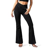 Rammus Flare Jeans for Women Crossover High Waisted Bell Bottom Jeans Trendy Yoga Pants Stretchy Flare Leggings with Pockets