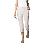 Noel Asmar Uniforms Faux Linen Crop Pant, Elastic Waistband and Zippered Front (Sand)