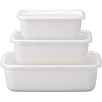 Nodahoro Storage Container, Hollow Shape, Square Shape, Deep, S, M, L, Set of 3 Sizes, Made in Japan, White Series, With Seal Lid