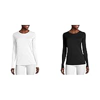 Hanes Women's Sport Cool Dri Long Sleeve Crewneck T-Shirt Multi-Color - Medium White/Black