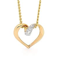0.02 CT Round Cut Created Diamond Ribbon Heart Pendant Necklace 14k Yellow Gold Over
