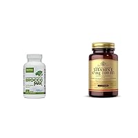 Jarrow BroccoMax with Sulforaphane for Liver Health, 120 Delayed Release Capsules & Solgar Vitamin E 67 mg (100 IU), 100 Mixed Softgels - Natural Antioxidant