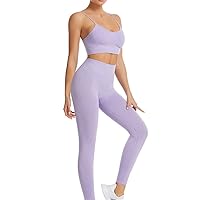 BaronHong 2 Piece Workout Set for Women Outfit Gym High Waist Leggings Yoga Long Pants with Sport Bra