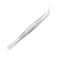 OdontoMed2011® Dental College Tweezer Serrated With Lock College Plier Stainless Steel With Curved Serrated Tip Multipurpose Forceps for Oral Care Denture Teeth Cleaning