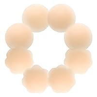 CHARMKING Nipple Covers 4 Pairs for Women, Reusable Adhesive Invisible Pasties Silicone Cover for Dress Pink