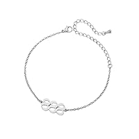 Women's Stainless Steel Angel Number Bracelet Ankle Anklet Chain Adjustable Minimalist Numerology Jewelry
