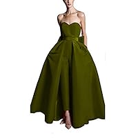 Women's Off Shoulder Jumpsuit Evening Dress With Detachable Skirt Sweetheart Satin Prom Gowns Pants