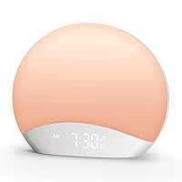REACHER Sound Machine Sunrise Alarm Clock with Night Light, 26 Nature Inspired Sleep Sounds, 0-100% Dimmable Clock, Sunrise Lamp, Wake Up Light, Brown/Pink/White Noise Machine for Babys, Adults, Kids