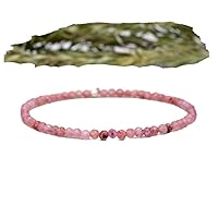 Natural Strawberry Quartz Stretch Gemstone rondelle 3mm faceted 7inch Beads Stretchble bracelet crystal healing energy stone bracelet for Women & Men Adjustable Size