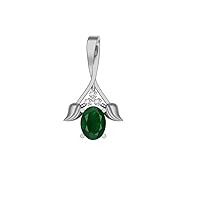 LMDPRAJAPATIS 4.00 Carat Natural Emerald Gemstone Antique Unique Art Deco Halo Silver Pendant For Women