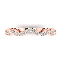 0.3 ct Brilliant Round Cut Wedding Bridal Engagement Clear Simulated Diamond Solid 18K Rose Gold Designer Stackable Band
