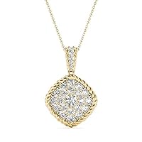 The Diamond Deal 18kt White Gold Womens Necklace Square-shaped Cluster VS Diamond Pendant 1.41 Cttw (16 in, 2 in ext.)
