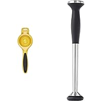 OXO Good Grips Citrus Squeezer,Yellow/Black and OXO SteeL Muddler with Non-Scratch Nylon Head and Soft Non-Slip Grip, Silver, 9-Inch
