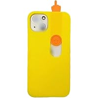 3D Printed Middle Finger Sliding Phone Case, Funny Spoof Phone Case, Creative Friendly Gesture Phone Case for iPhone 13 14 15 Pro Max (for iPhone 15,Yellow)