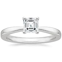 ERAA Jewel 1 CT Asscher Cut Colorless Moissanite Engagement Ring, Wedding/Bridal Ring Set, Solitaire Halo Style, Solid Sterling Silver Vintge Antique Anniversary Promise Ring Gift for Her