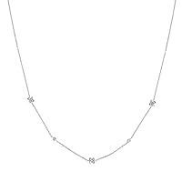 14ct White Gold 0.06 Dwt Diamond Xo Xo Station Necklace Jewelry for Women - 46 Centimeters