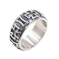 Mens Stainless Steel Rustic Iron Cross Ring Band for Men Size 7-15