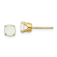 14K Solid Gold Gemstone Stud Earrings - Statement Birthstone Earrings - Everyday Classic Simple Round Post Push Back Earrings