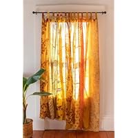 RAJBHOOMI HANDICRAFTS Hippie Colorful Curtains Light-Filtering – Boho Curtains, Bed Canopy Panel, Tapestry or Window Treatment Patchwork Yellow Color (84 X 43 Inches)